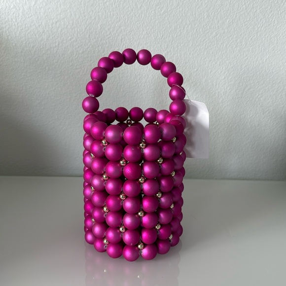 Pink Festive Beaded Bucket Bag - Picture 2 of 7